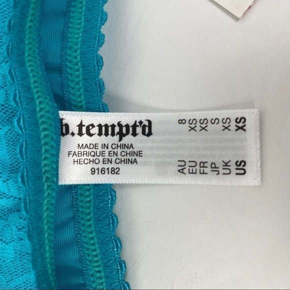 b.tempt'd by Wacoal Peacock Blue Lace Kiss Bandeau‎ Strapless Bra Women's XS NEW - Picture 7 of 10